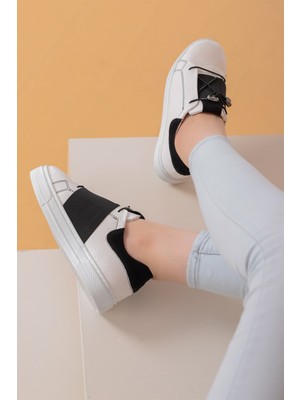 Layki Kadın Sneaker Beyaz Siyah Renkli Alvaro