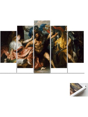 Kayra Export 5 Parçalı Mix Kanvas Poster Samson ve Delilah Üreme Duvar Süsü Klasik Kanvas Dekor
