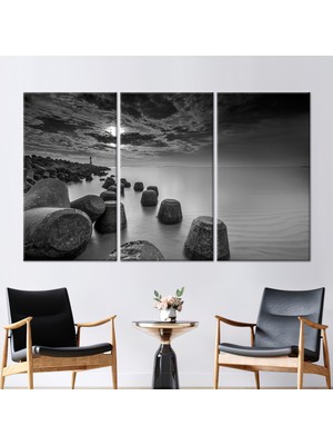 Kayra Export 3 Parçalı Kanvas Tablo Okyanus Kanvas Dekor Gökyüzü Kanvas Deniz Manzarası Posteri