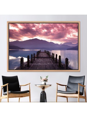 Kayra Export 1 Parça Naturel Çerçeveli Kanvas Tablo Okyanus Manzarası Duvar Süsü