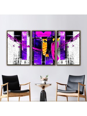 Kayra Export 3 Parçalı Gold Çerçeveli Kanvas Tablo Afrika Aile Resmi Afrikalı Kadın Kanvas Dekor