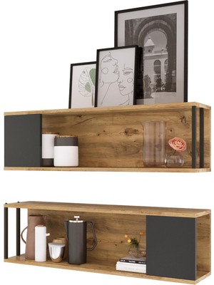 Nefes Design Duvar Rafı Kitaplık 2’li Set