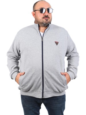 Starbattal Büyük Beden Hırka Fermuarlı Approval 22723-GRI Melanj