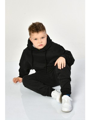 Noori Kapüşonlu Erkek Çocuk Sweatshirt  - Siyah Siyah - 6-8 Yaş