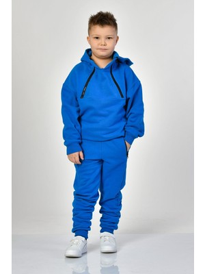 Noori Cepli, Kapüşonlu, Fermuarlı Erkek Çocuk Sweatshirt  - Saks Mavisi Saks Mavisi - 6-8 Yaş