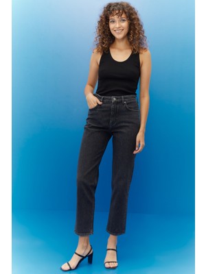 Lee Kadın Carol Cropped Straight Fit Yüksek Bel Esnek Jean Kot Pantolon