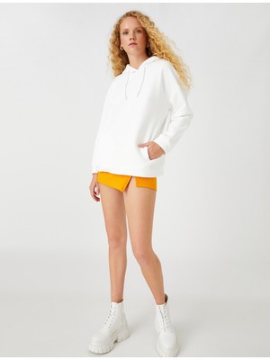 Koton Oversize Kapüşonlu Sweatshirt Kanguru Cepli İpeksi Dokulu