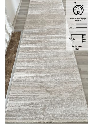 Konfor Halı Konfor Jasmine 1452 Krem Beyaz Modern Dokuma Yolluk Halı 80 x 150 cm