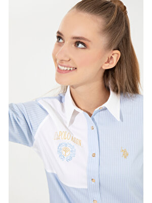 U.S. Polo Assn. Kadın Beyaz Desenli Gömlek 50261136-VR013