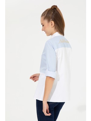 U.S. Polo Assn. Kadın Beyaz Desenli Gömlek 50261136-VR013