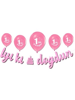 Çıtı Pıtı Store Iyi Ki Doğdun 1 Yaş Pembe Balonlu Set