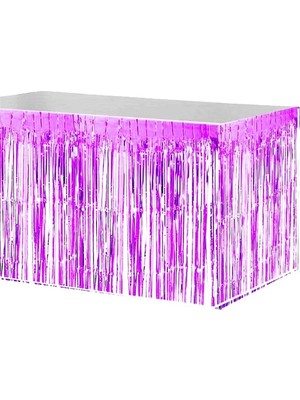 Çıtı Pıtı Store Metalik Folyo Lila Püskül Masa Eteği