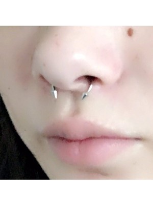 Paslanmaz Çelik Gümüş Renk Mıknatıslı Fake Sahte Septum Piercing