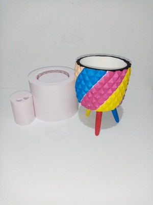 Arıca Pazarlama Ayaklı Desenli Saksı Silikon Kalıbı (Büyük Boy)