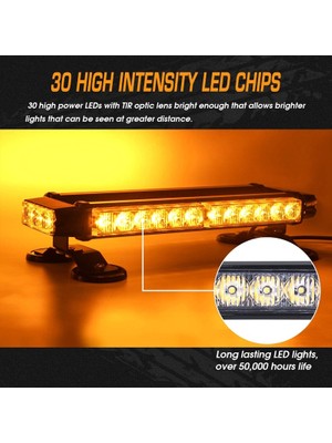 Strongart Çakar Lamba Çift Taraflı 30 LED Sarı-Sarı / LAPA524