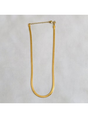 Takı Accessory Çelik Italyan Yassı Zincir Kolye Gold 65CM