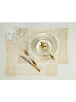 English Home Luxe Linen Look Polyester 2'li Amerıkan Servıs 35 x 50 cm Bej