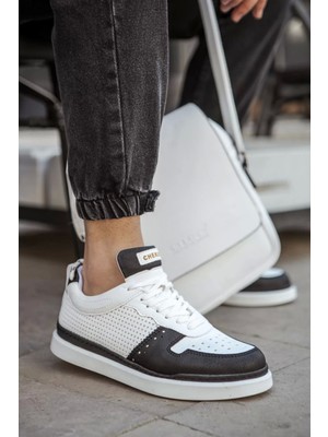 Chekich Erkek Termo Taban Bağcıklı Spor Ayakkabı-Beyaz Siyah