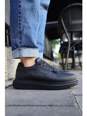 Chekich Erkek Yüksek Taban Günlük Spor Cırt Bantlı Rahat Ayakkabı -Siyah- Siyah