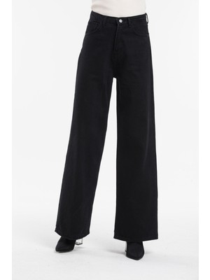 Trn JNS 90's Likralı Süper Yüksek Bel Salaş Jeans Palazzo Pantolon