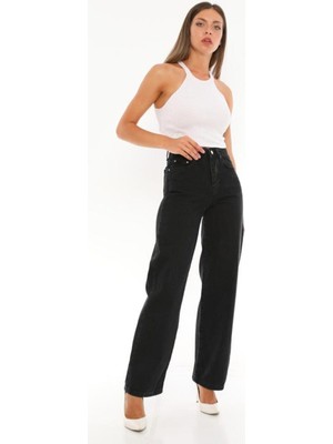 Livik 90's Likralı Süper Yüksek Bel Salaş Jeans Palazzo Pantolon