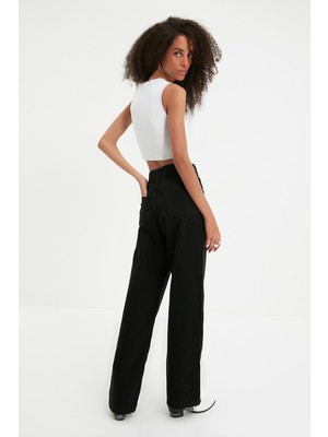 Trn JNS Kadın Süper Yüksek Bel Geniş Paça Wide Leg Jeans Pantolon