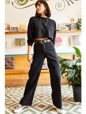 Trn JNS 90's Likralı Süper Yüksek Bel Salaş Jeans Palazzo Pantolon