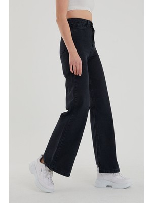 Livik Kadın Süper Yüksek Bel Geniş Paça Wide Leg Jeans Pantolon