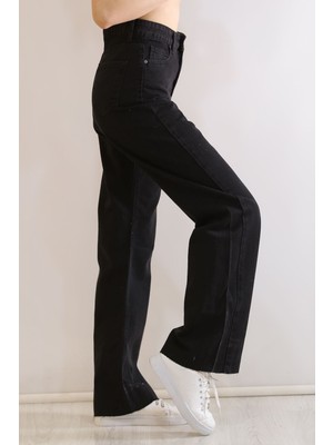 Trn JNS Kadın Süper Yüksek Bel Geniş Paça Wide Leg Jeans Pantolon