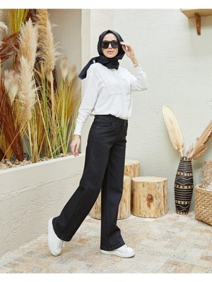 Trn JNS 90's Likralı Süper Yüksek Bel Salaş Jeans Palazzo Pantolon