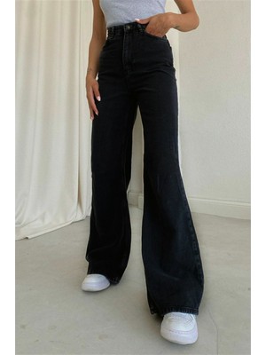 Livik 90's Likralı Süper Yüksek Bel Salaş Jeans Palazzo Pantolon