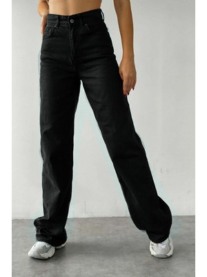 Trn JNS Kadın Süper Yüksek Bel Geniş Paça Wide Leg Jeans Pantolon