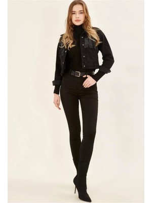 Livik Solmayan Siyah Extra Skinny  Jeans Kot Pantolon (Kömür Karası)
