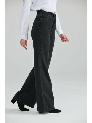 Trn JNS 90's Likralı Süper Yüksek Bel Salaş Jeans Palazzo Pantolon