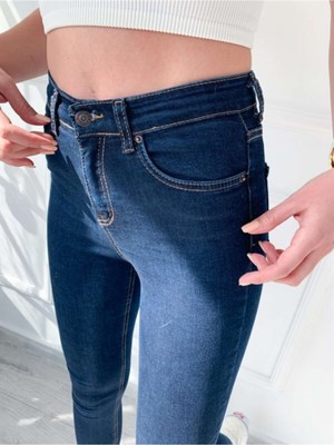 Livik Faye Koyu Mavi Kot Pantolon Dar Paça Yüksek Bel -  Skinny Jeans