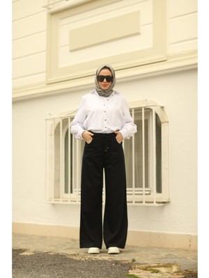 Trn JNS Kadın Süper Yüksek Bel Geniş Paça Wide Leg Jeans Pantolon