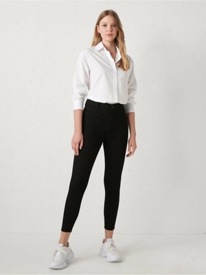 Livik Solmayan Siyah Kot Pantolon Ince Gösteren Likralı Skinny Jeans (Toparlayıcı)