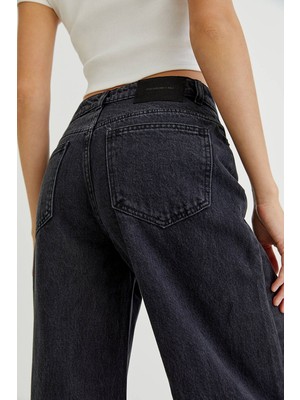 Trn JNS Kadın Süper Yüksek Bel Geniş Paça Wide Leg Jeans Pantolon