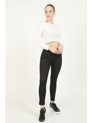 Livik Solmayan Likralı Skinny Jeans Toparlayıcı Kot Pantolon (Simsiyah)
