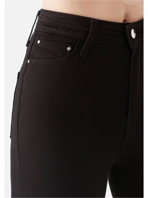 Livik Siyah Extra Skinny Jeans Kot Pantolon (Solmayan Kumaş)