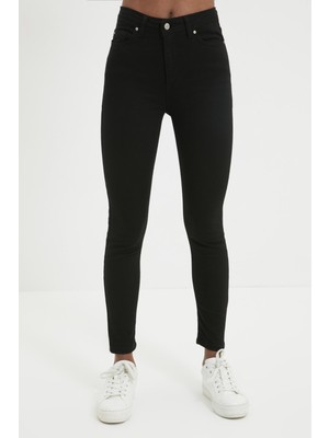 Livik Renk Vermez Solmaz Kumaşlı Skinny Jeans Çok Dar Likralı Kot Pantolon (Simsiyah)