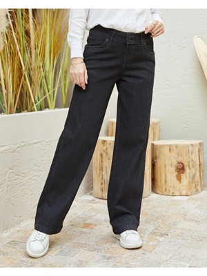 Trn JNS Kadın Süper Yüksek Bel Geniş Paça Wide Leg Jeans Pantolon