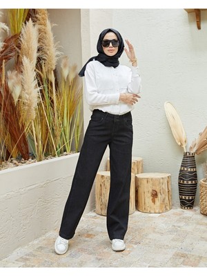 Trn JNS 90's Likralı Süper Yüksek Bel Salaş Jeans Palazzo Pantolon