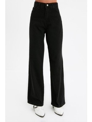 Trn JNS Kadın Süper Yüksek Bel Geniş Paça Wide Leg Jeans Pantolon