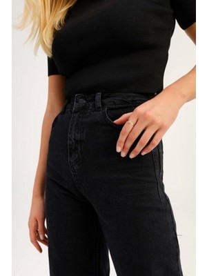 Trn JNS Kadın Süper Yüksek Bel Geniş Paça Wide Leg Jeans Pantolon