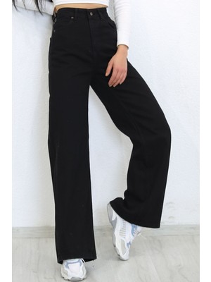 Trn JNS Kadın Süper Yüksek Bel Geniş Paça Wide Leg Jeans Pantolon