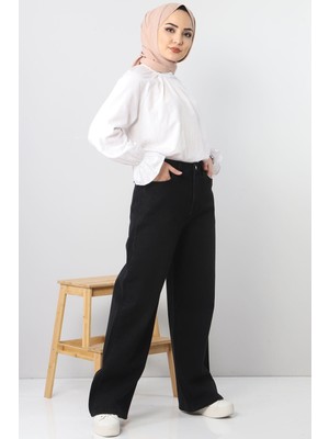 Trn JNS Kadın Süper Yüksek Bel Geniş Paça Wide Leg Jeans Pantolon