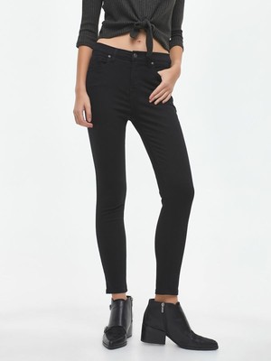 Livik Siyah Extra Skinny Jeans Kot Pantolon (Simsiyah)
