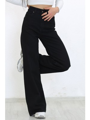 Trn JNS Kadın Süper Yüksek Bel Geniş Paça Wide Leg Jeans Pantolon