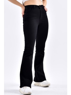 Ramrod Vogue Extra Yüksek Bel  Flare Jeans - Kadın Full Likralı Ispanyol Paça Kot Pantolon